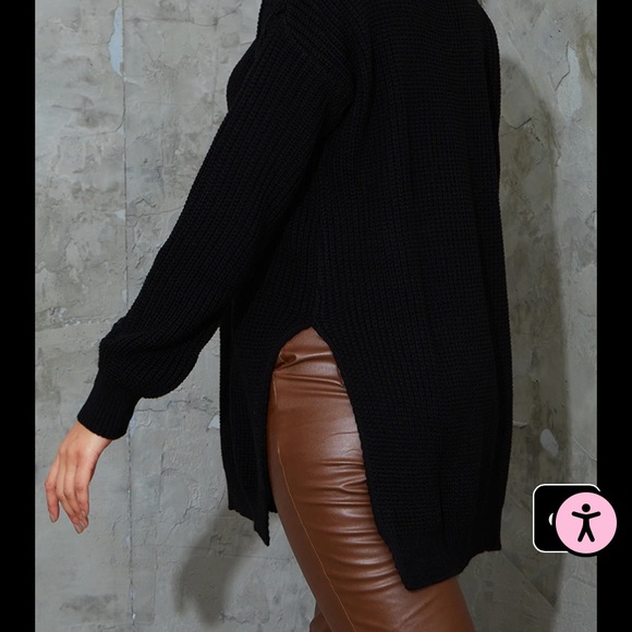Pretty Little Thing Plus Black Round Neck Side Split Sweater Size XXL - Picture 3 of 7